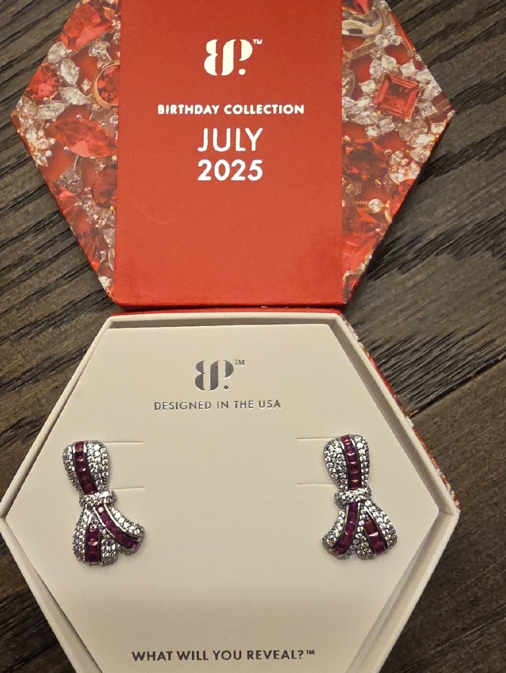 BP🎗July 2025 Birthday Collection Hematite & Red Ruby Ribbon Stud Earrings